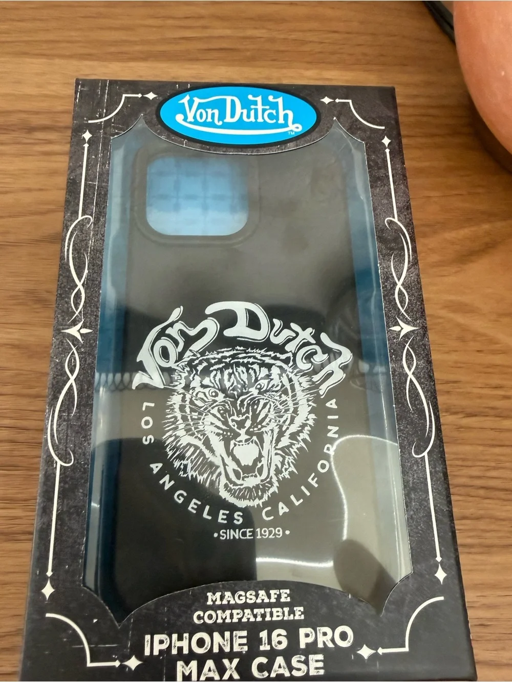 Von Dutch Black Phone Case with White Tiger Logo - iPhone 16 Pro Max